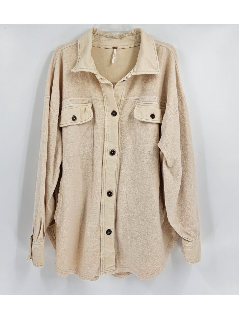 Free People Ruby Jacket LARGE Farther Shores Tan Fleece Shacket - Picture 3 of 6